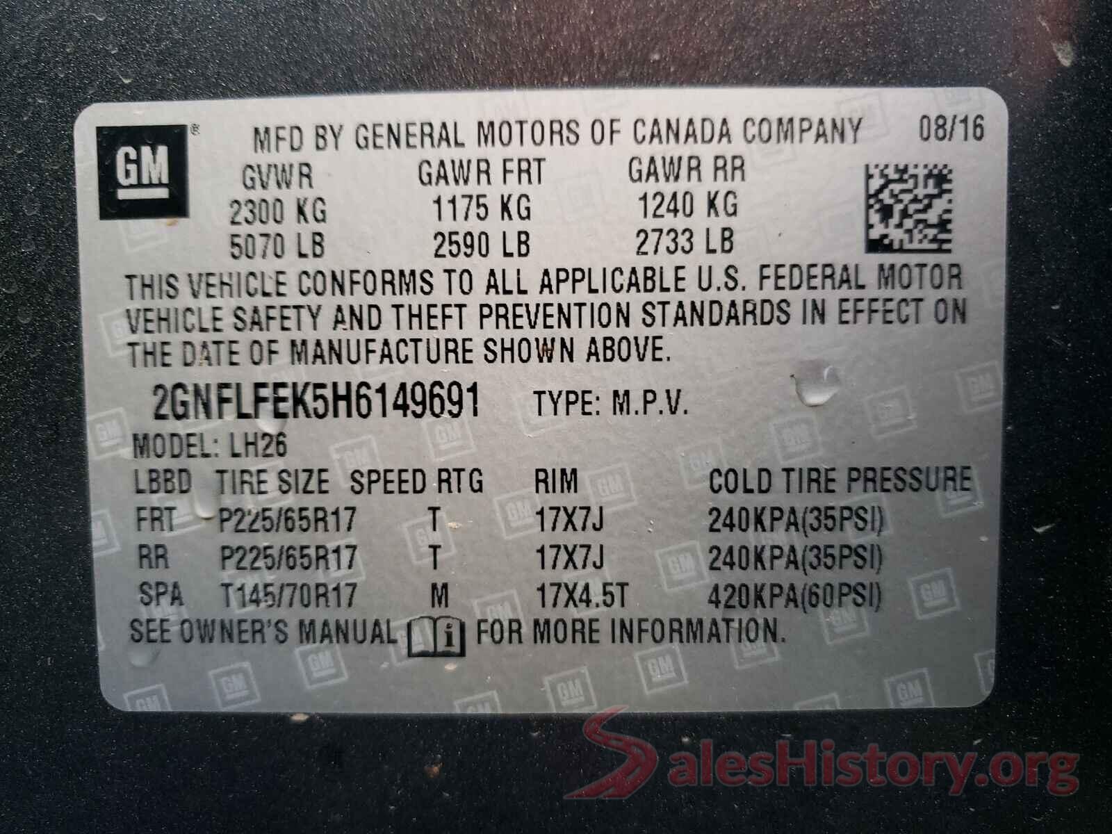 2GNFLFEK5H6149691 2017 CHEVROLET EQUINOX