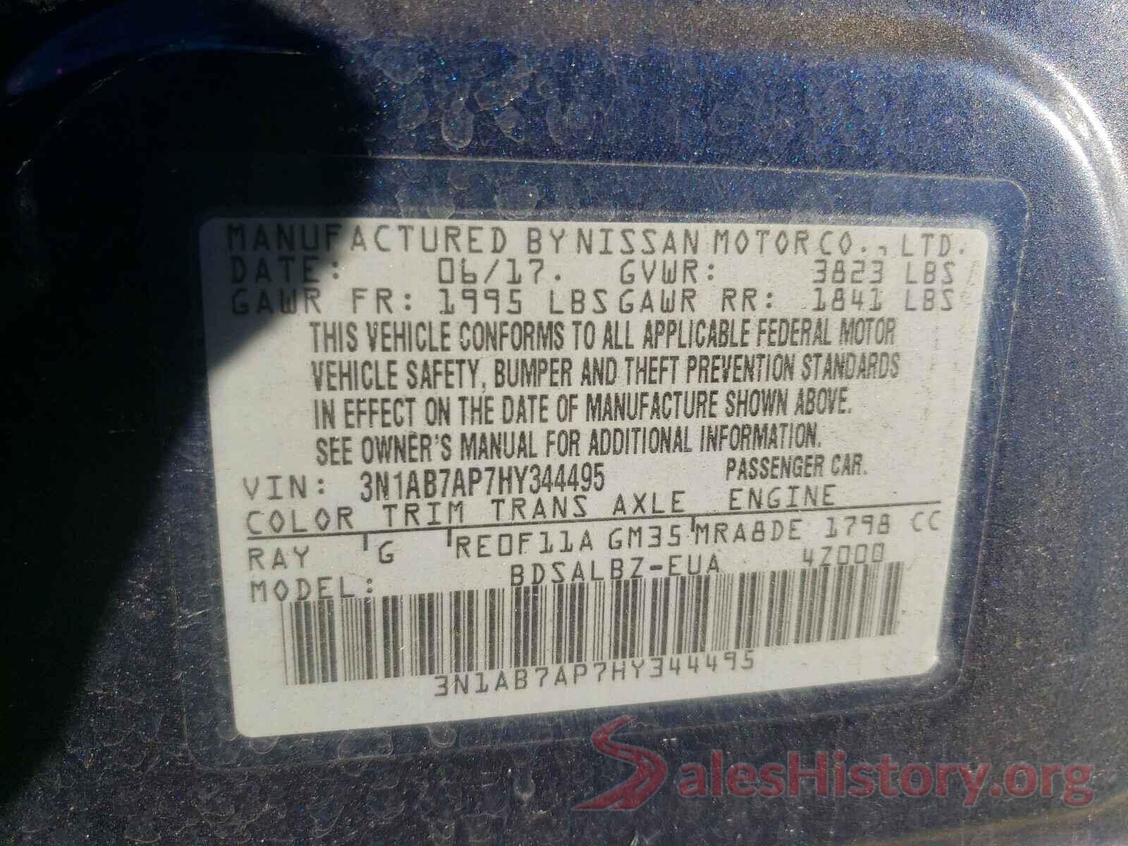 3N1AB7AP7HY344495 2017 NISSAN SENTRA