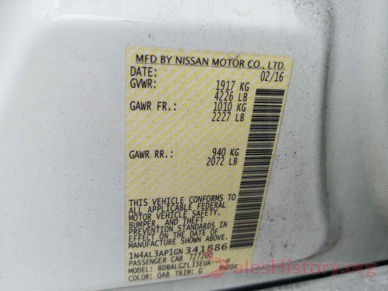 1N4AL3AP1GN341886 2016 NISSAN ALTIMA