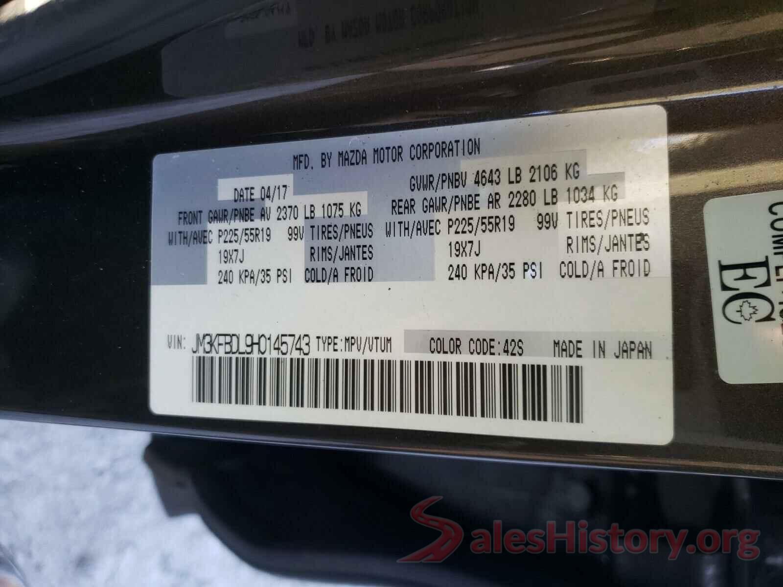 JM3KFBDL9H0145743 2017 MAZDA CX-5