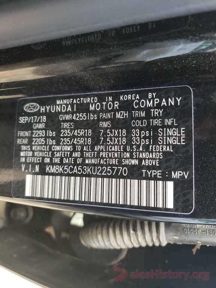 KM8K5CA53KU225770 2019 HYUNDAI KONA