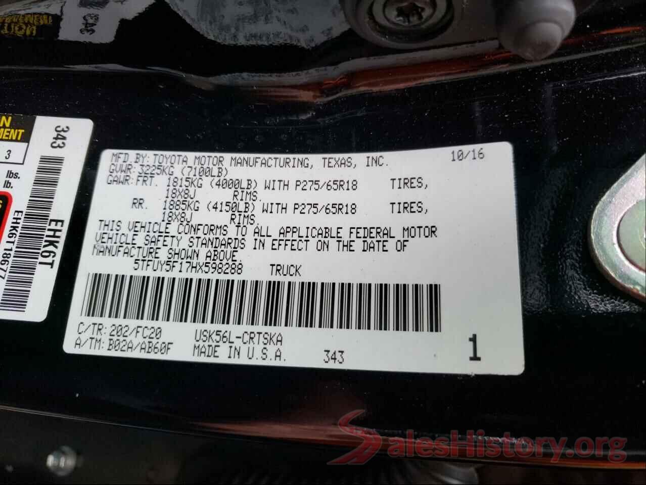 5TFUY5F17HX598288 2017 TOYOTA TUNDRA