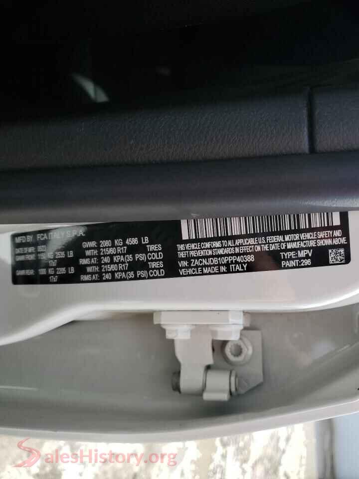 2023 JEEP RENEGADE VIN ZACNJDB10PPP40388, wheel and tire
