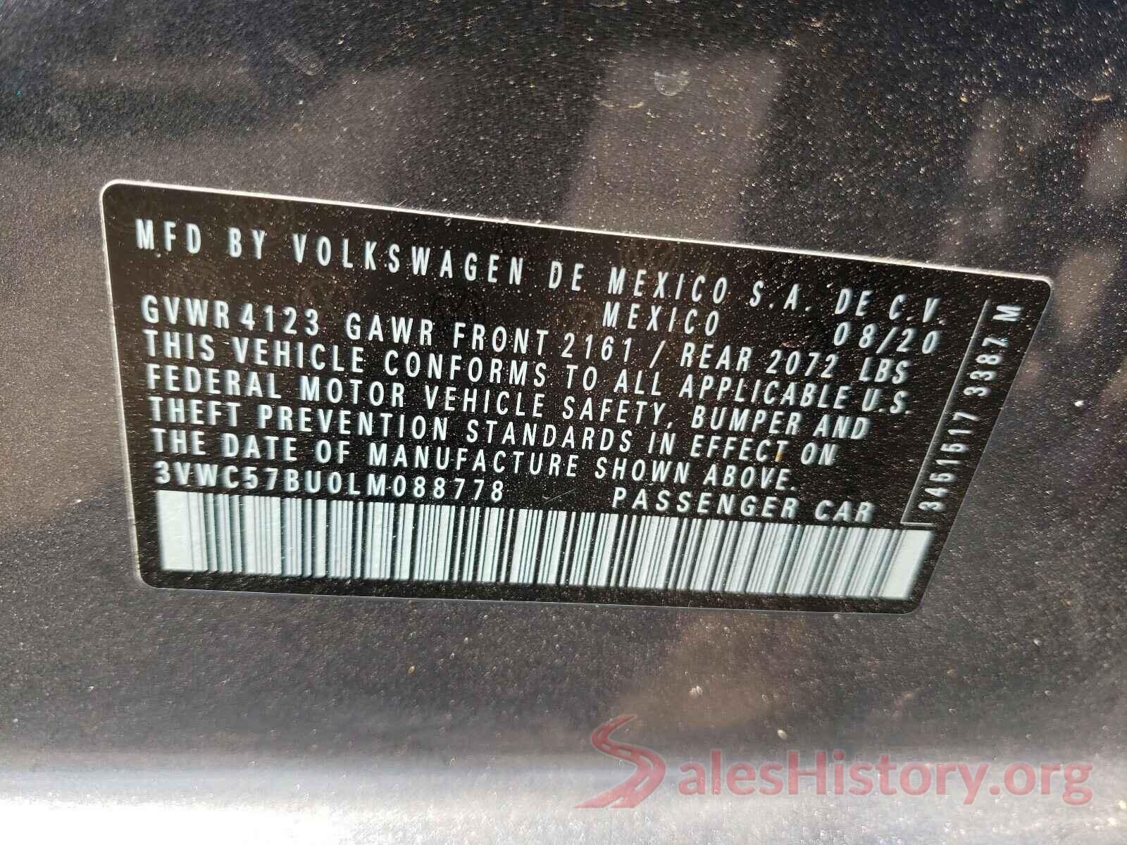 3VWC57BU0LM088778 2020 VOLKSWAGEN JETTA