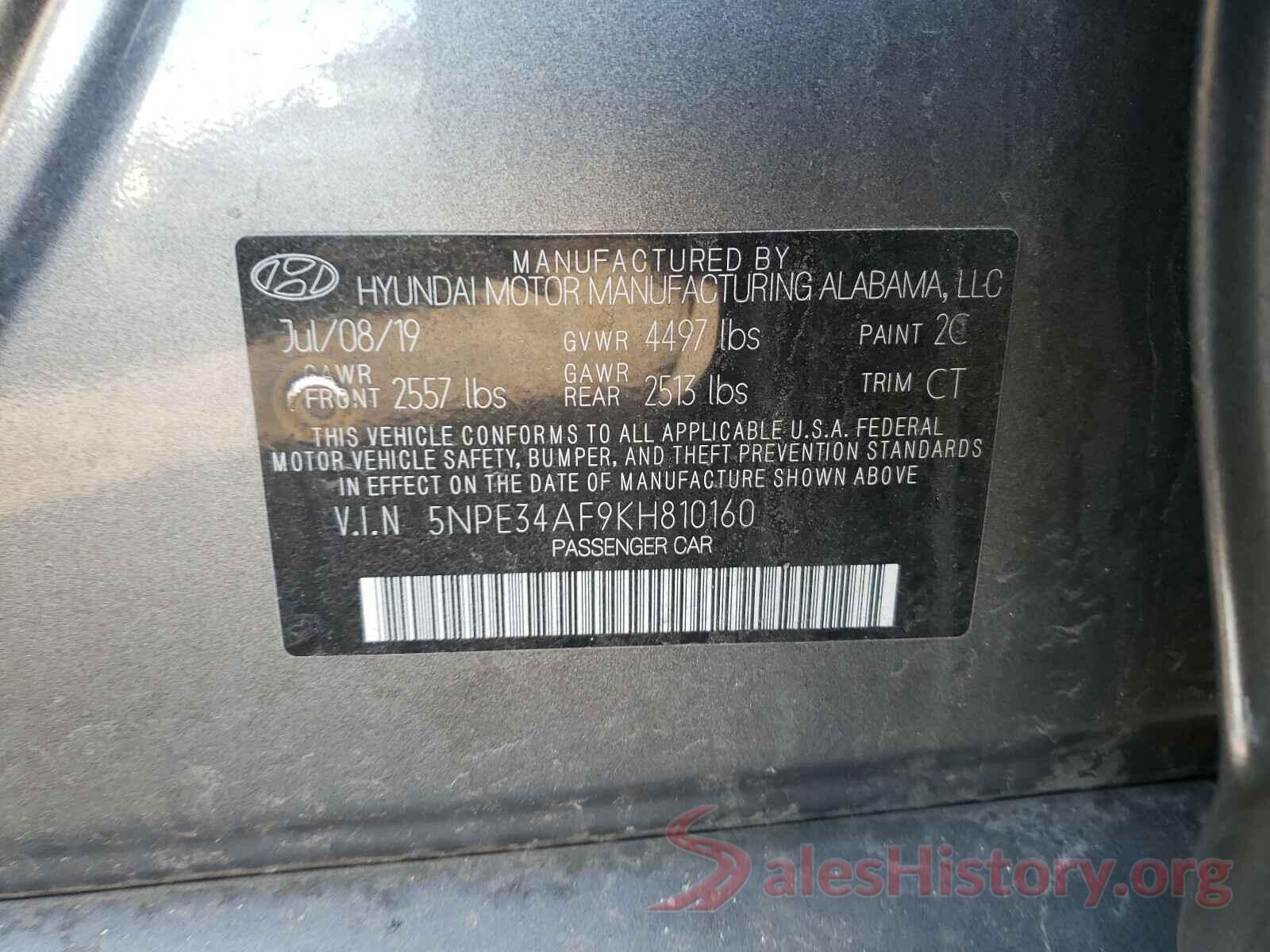 5NPE34AF9KH810160 2019 HYUNDAI SONATA