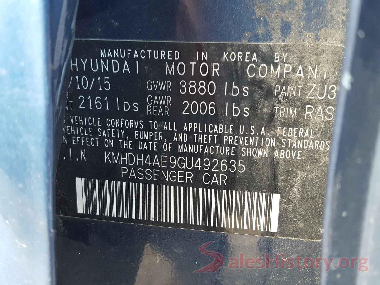 KMHDH4AE9GU492635 2016 HYUNDAI ELANTRA