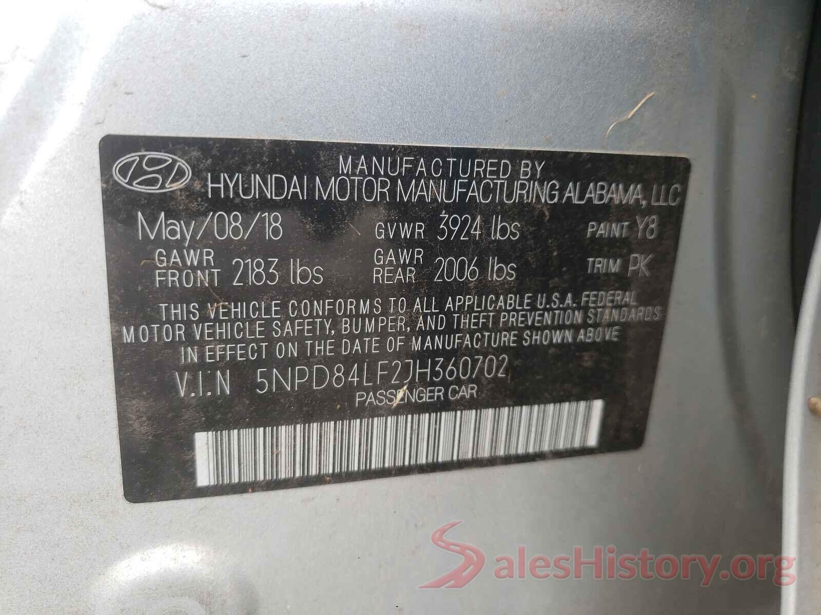 5NPD84LF2JH360702 2018 HYUNDAI ELANTRA