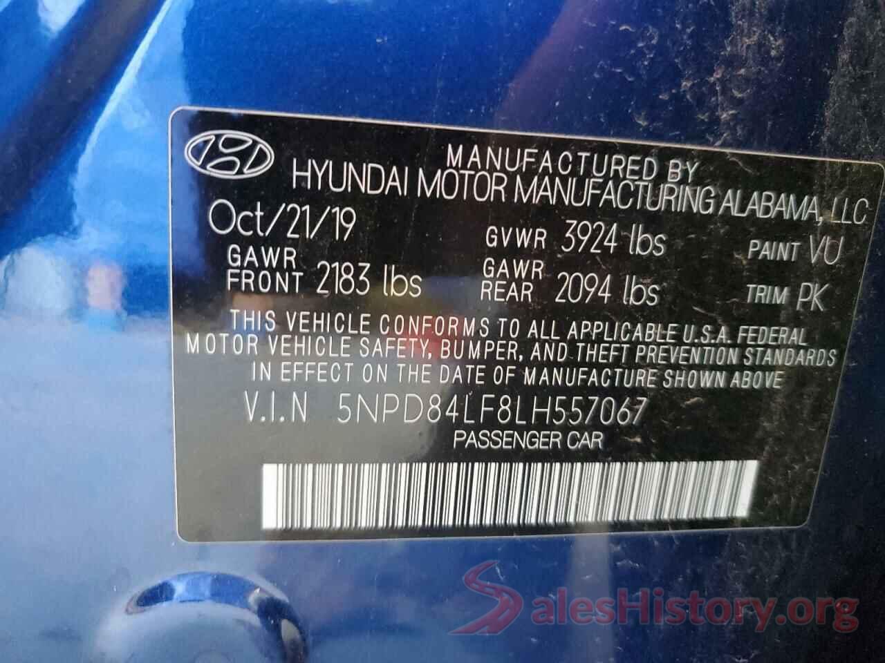 5NPD84LF8LH557067 2020 HYUNDAI ELANTRA