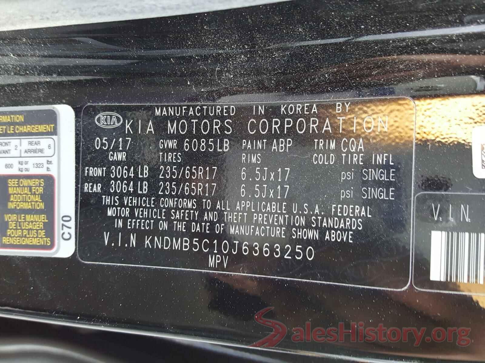 KNDMB5C10J6363250 2018 KIA SEDONA