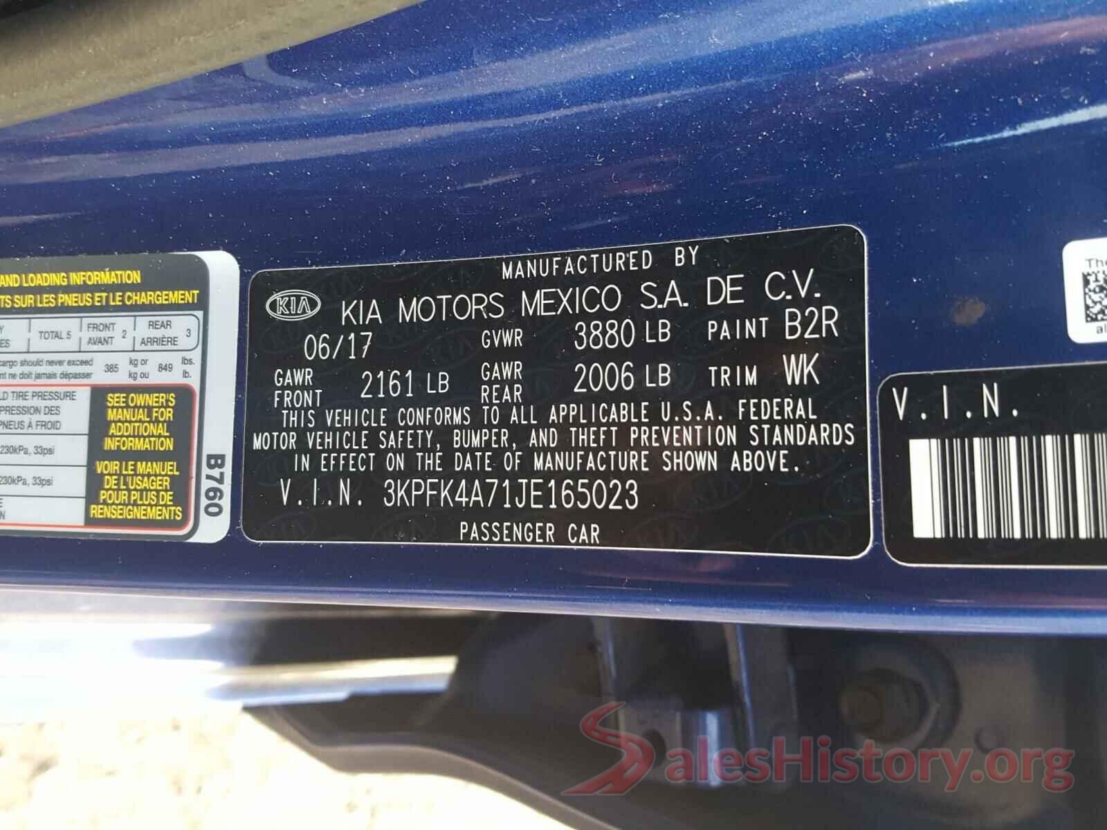 3KPFK4A71JE165023 2018 KIA FORTE