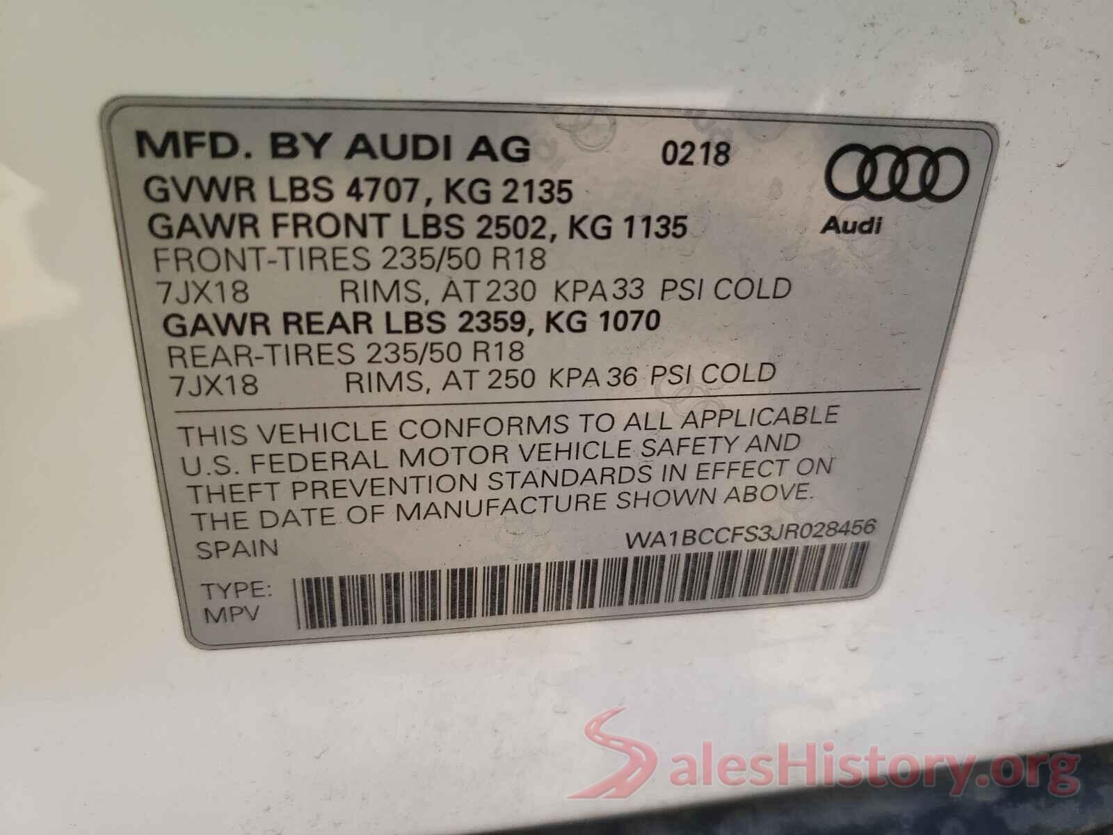 WA1BCCFS3JR028456 2018 AUDI Q3