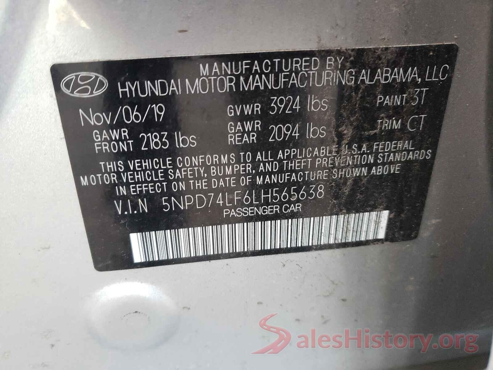 5NPD74LF6LH565638 2020 HYUNDAI ELANTRA