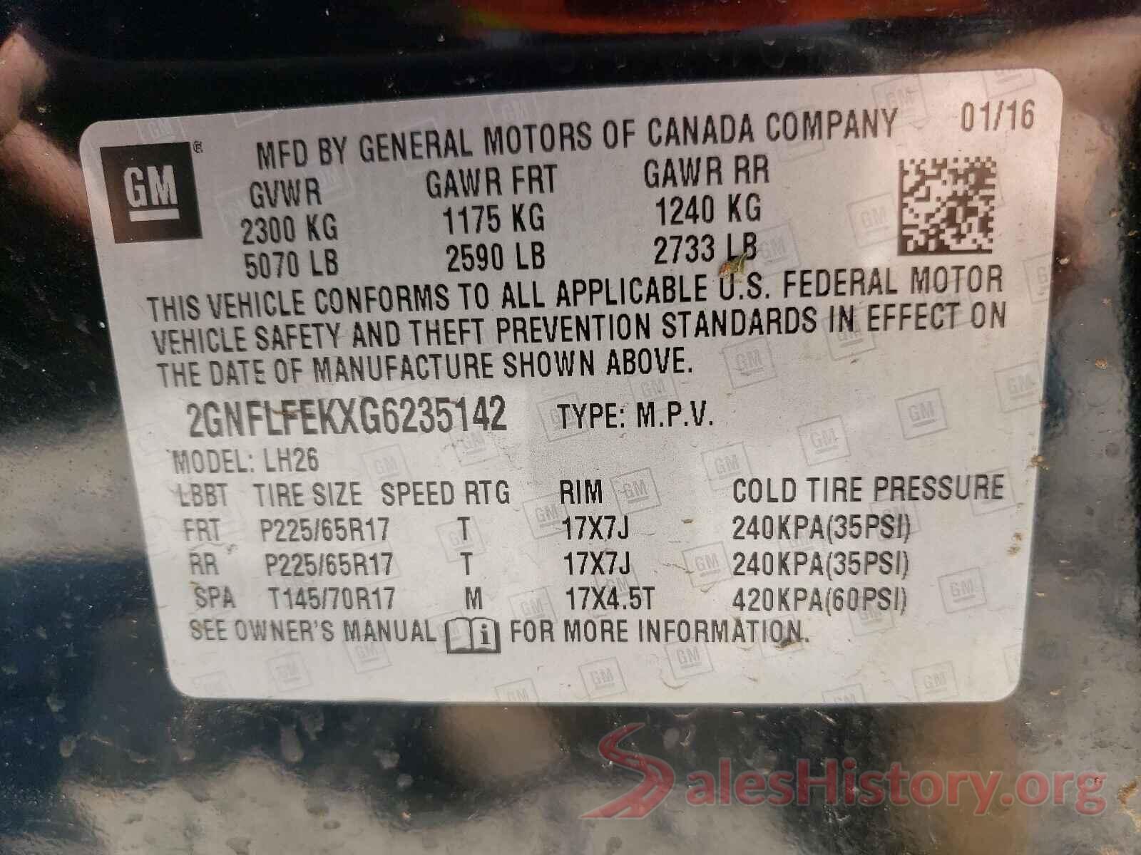 2GNFLFEKXG6235142 2016 CHEVROLET EQUINOX