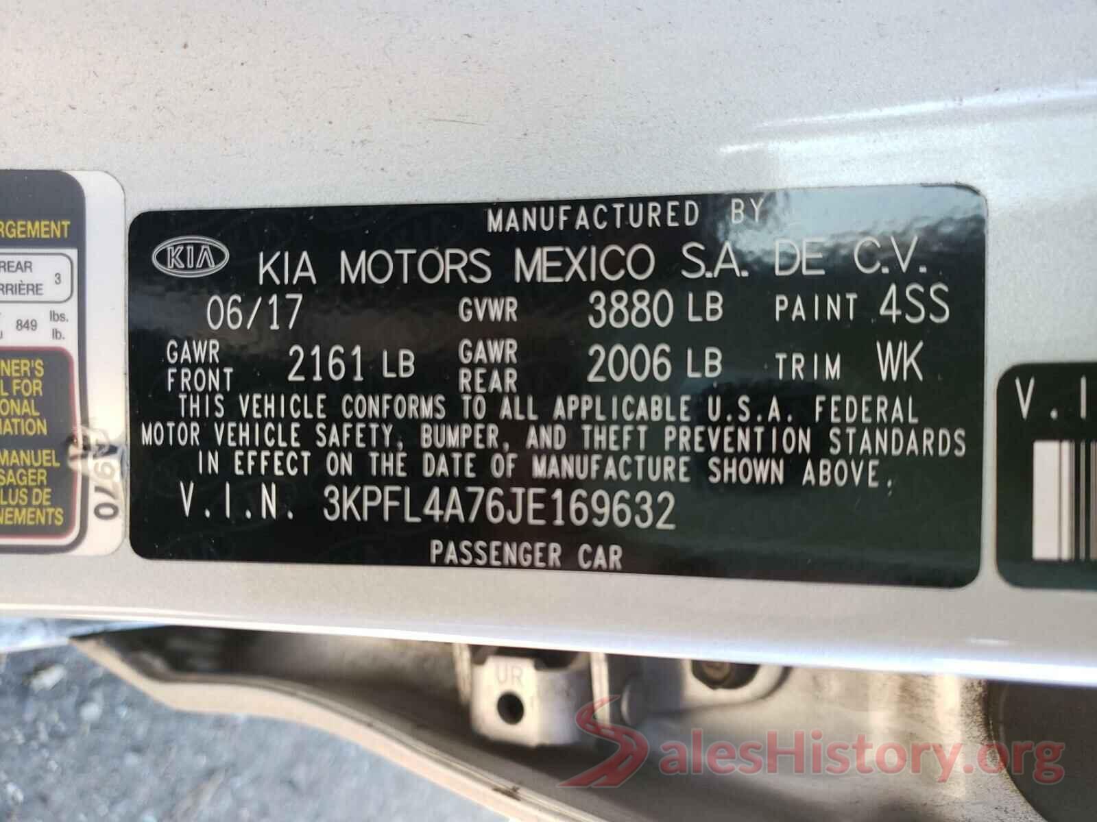 3KPFL4A76JE169632 2018 KIA FORTE