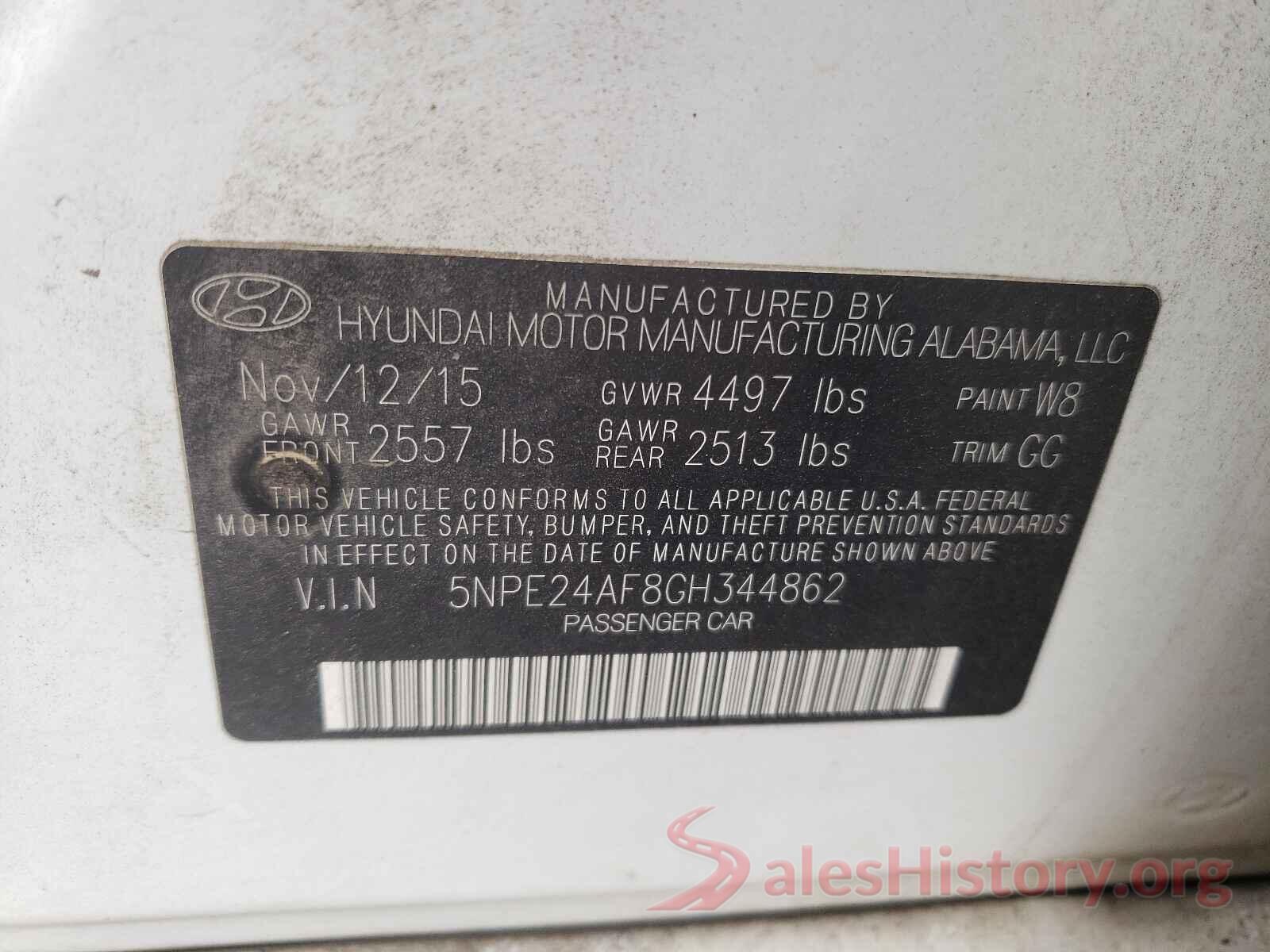 5NPE24AF8GH344862 2016 HYUNDAI SONATA