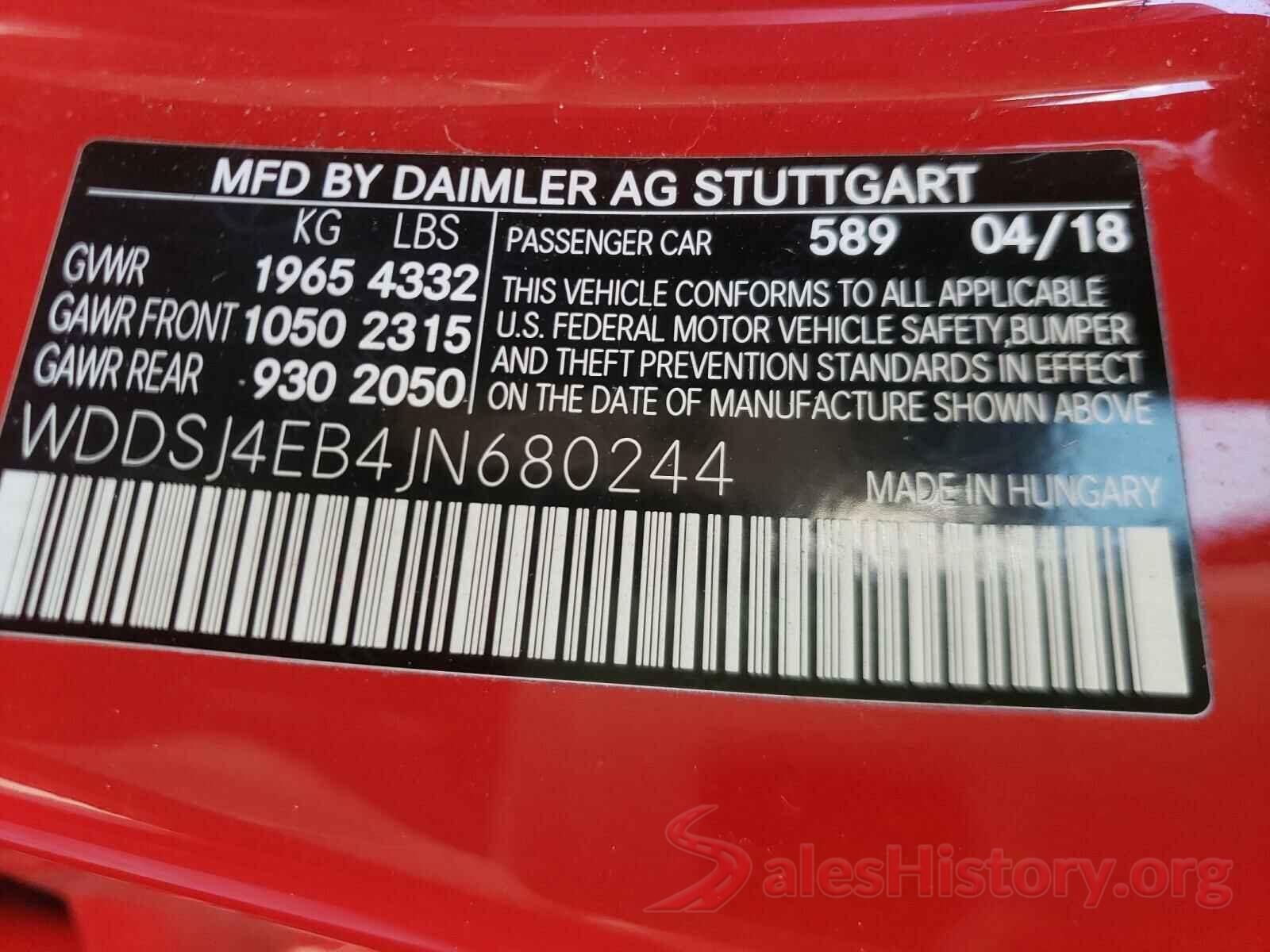 WDDSJ4EB4JN680244 2018 MERCEDES-BENZ C CLASS