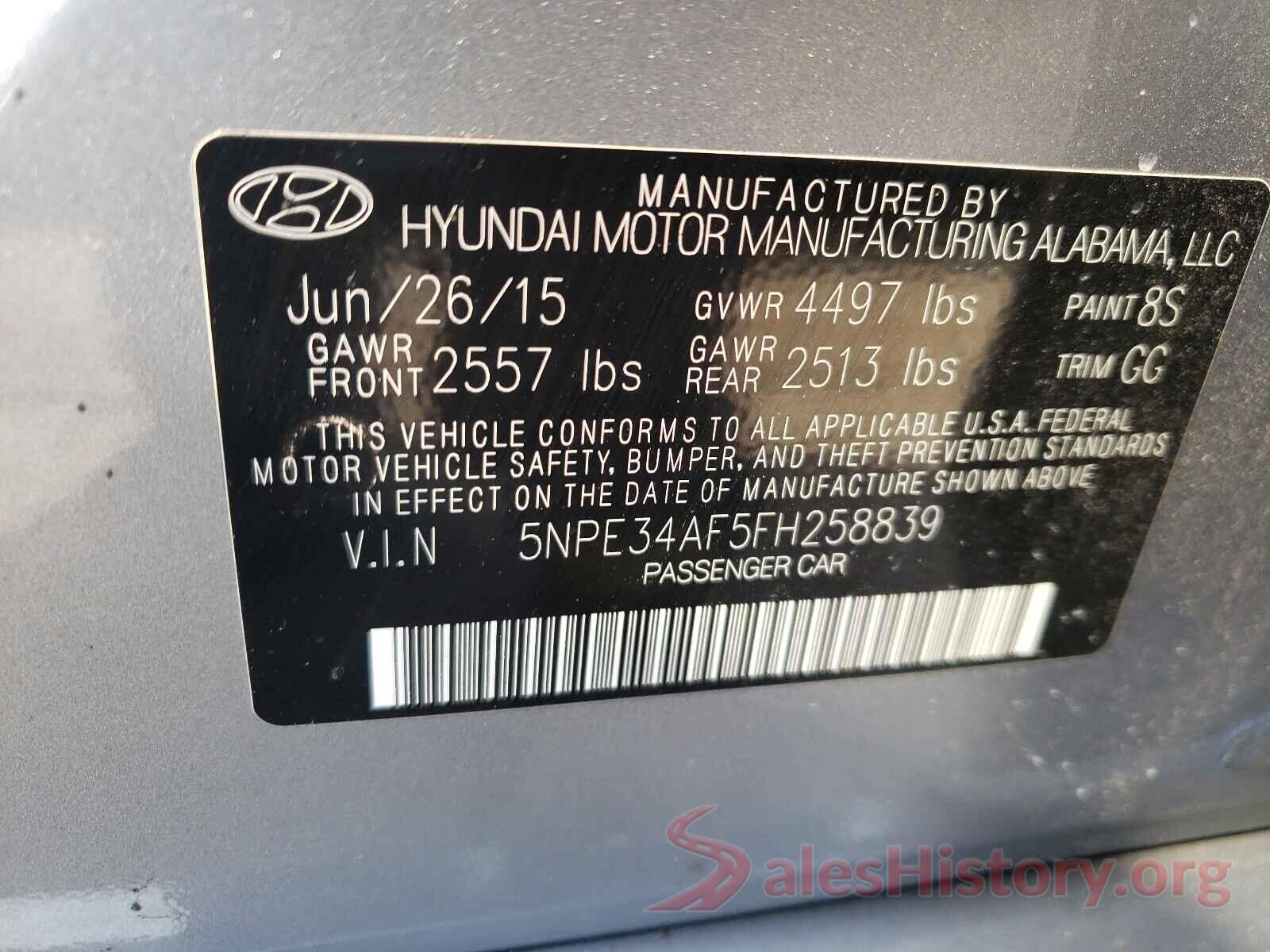 5NPE34AF5FH258839 2015 HYUNDAI SONATA