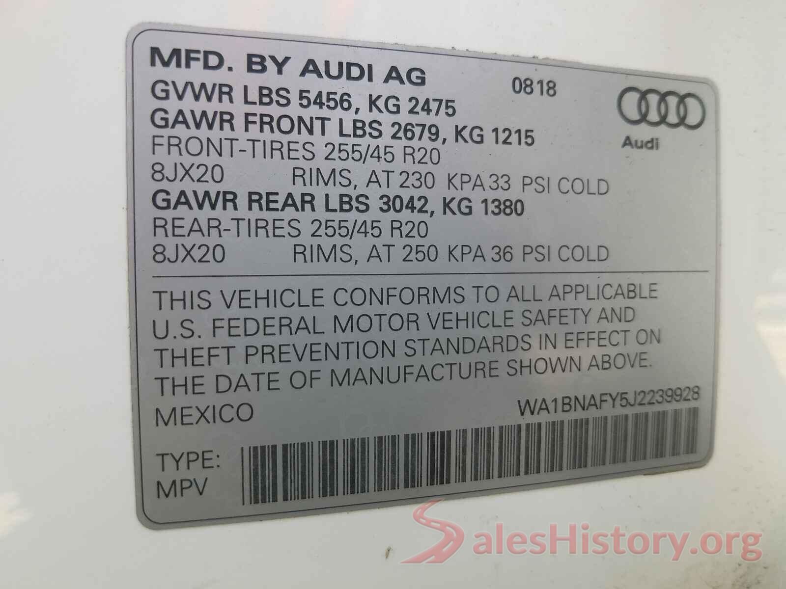 WA1BNAFY5J2239928 2018 AUDI Q5