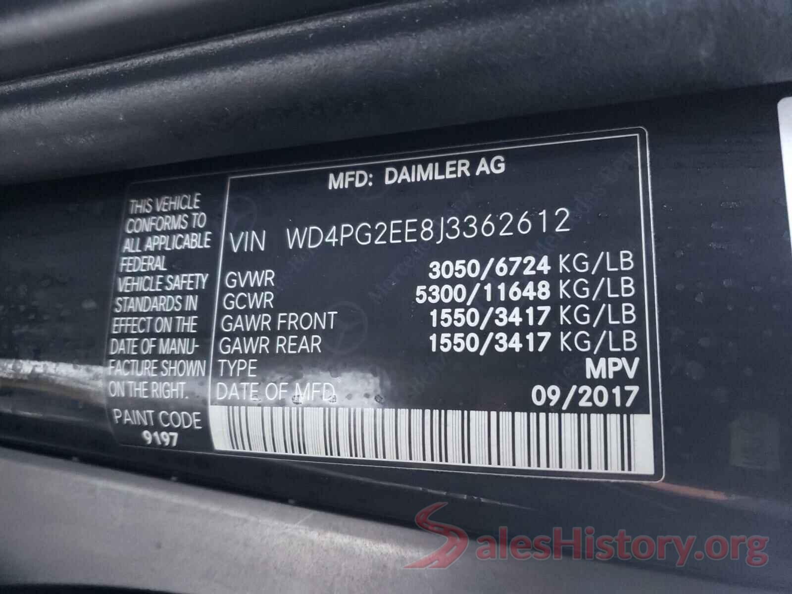 WD4PG2EE8J3362612 2018 MERCEDES-BENZ ALL OTHER