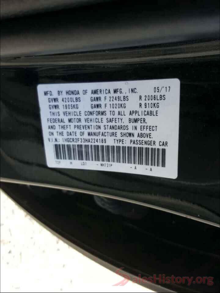 1HGCR2F33HA224189 2017 HONDA ACCORD