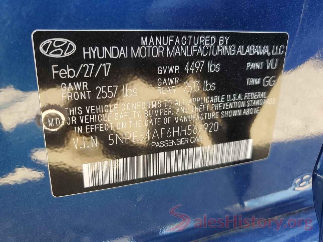 5NPE34AF6HH567920 2017 HYUNDAI SONATA