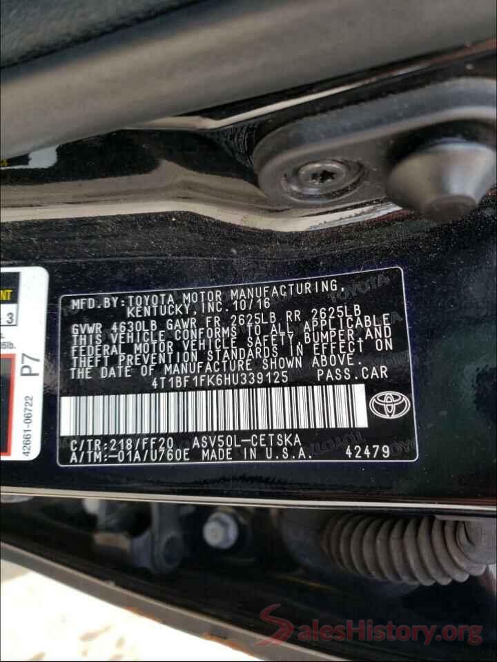 4T1BF1FK6HU339125 2017 TOYOTA CAMRY