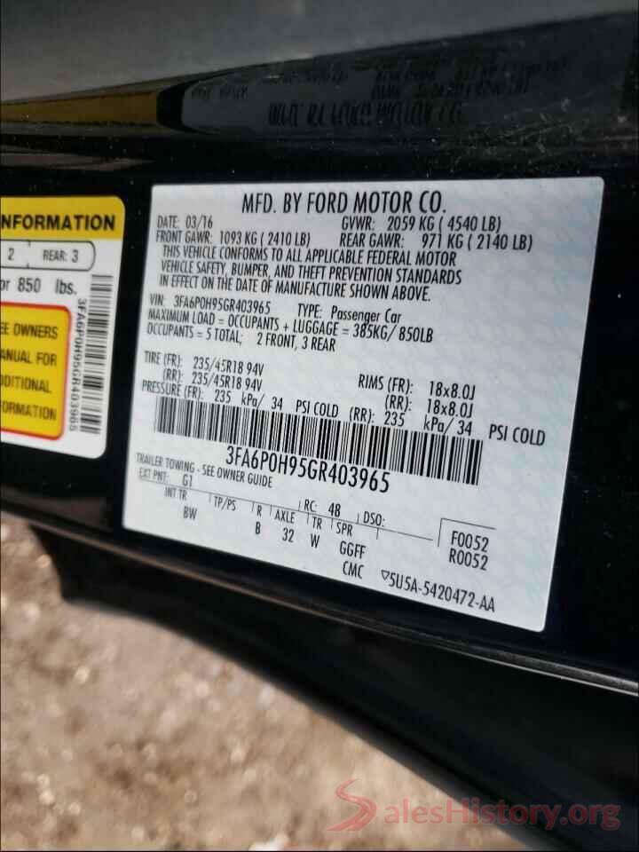 3FA6P0H95GR403965 2016 FORD FUSION