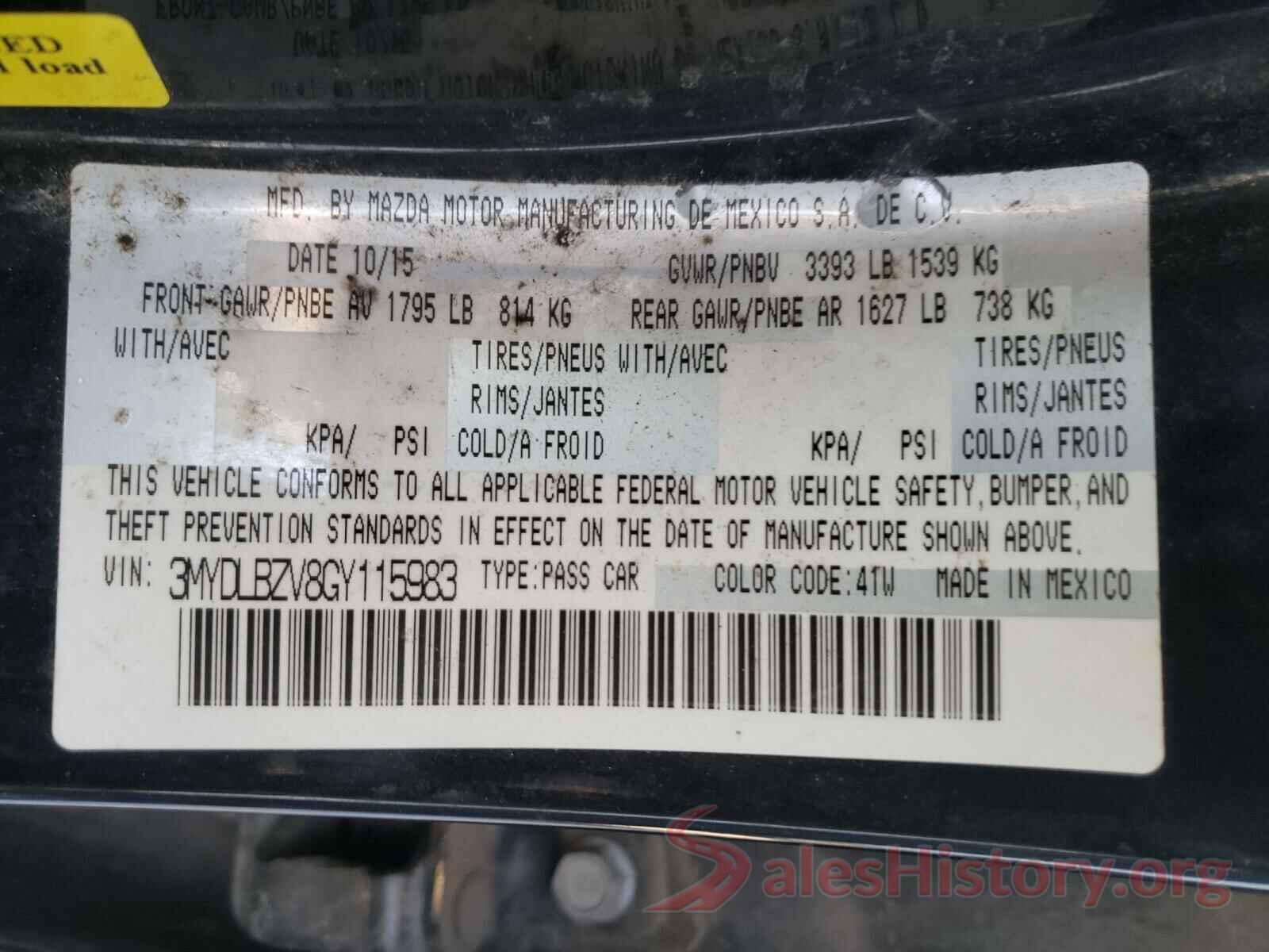 3MYDLBZV8GY115983 2016 TOYOTA SCION