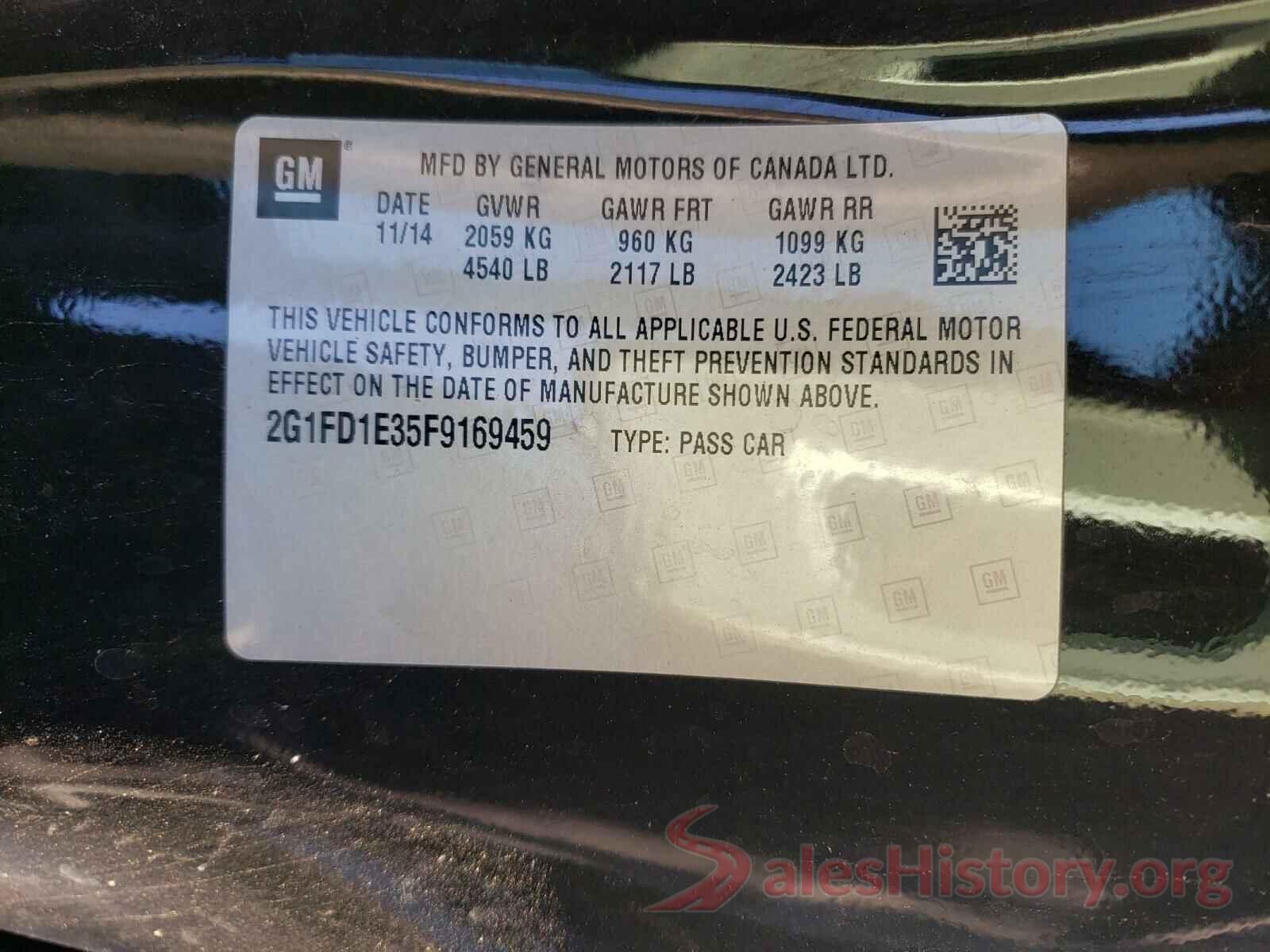 2G1FD1E35F9169459 2015 CHEVROLET CAMARO