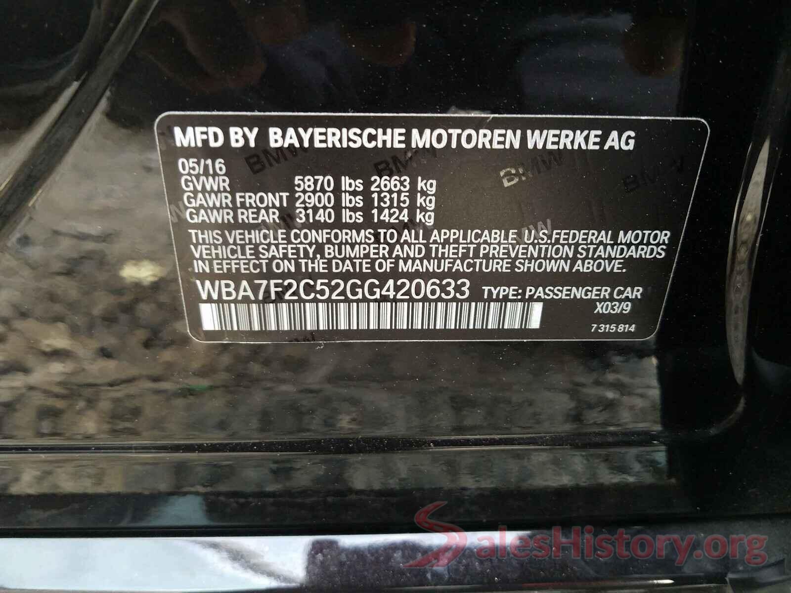 WBA7F2C52GG420633 2016 BMW 7 SERIES