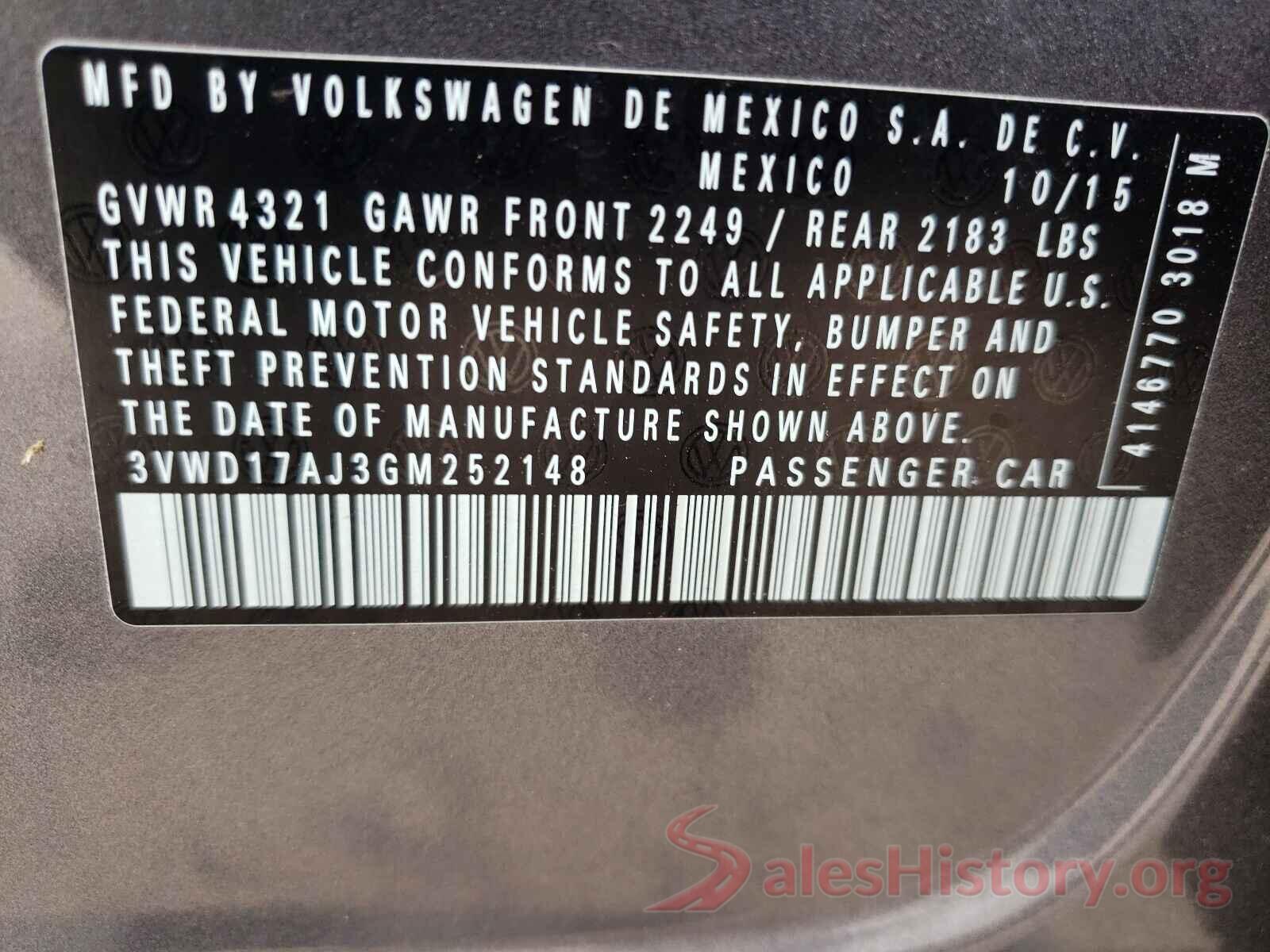 3VWD17AJ3GM252148 2016 VOLKSWAGEN JETTA