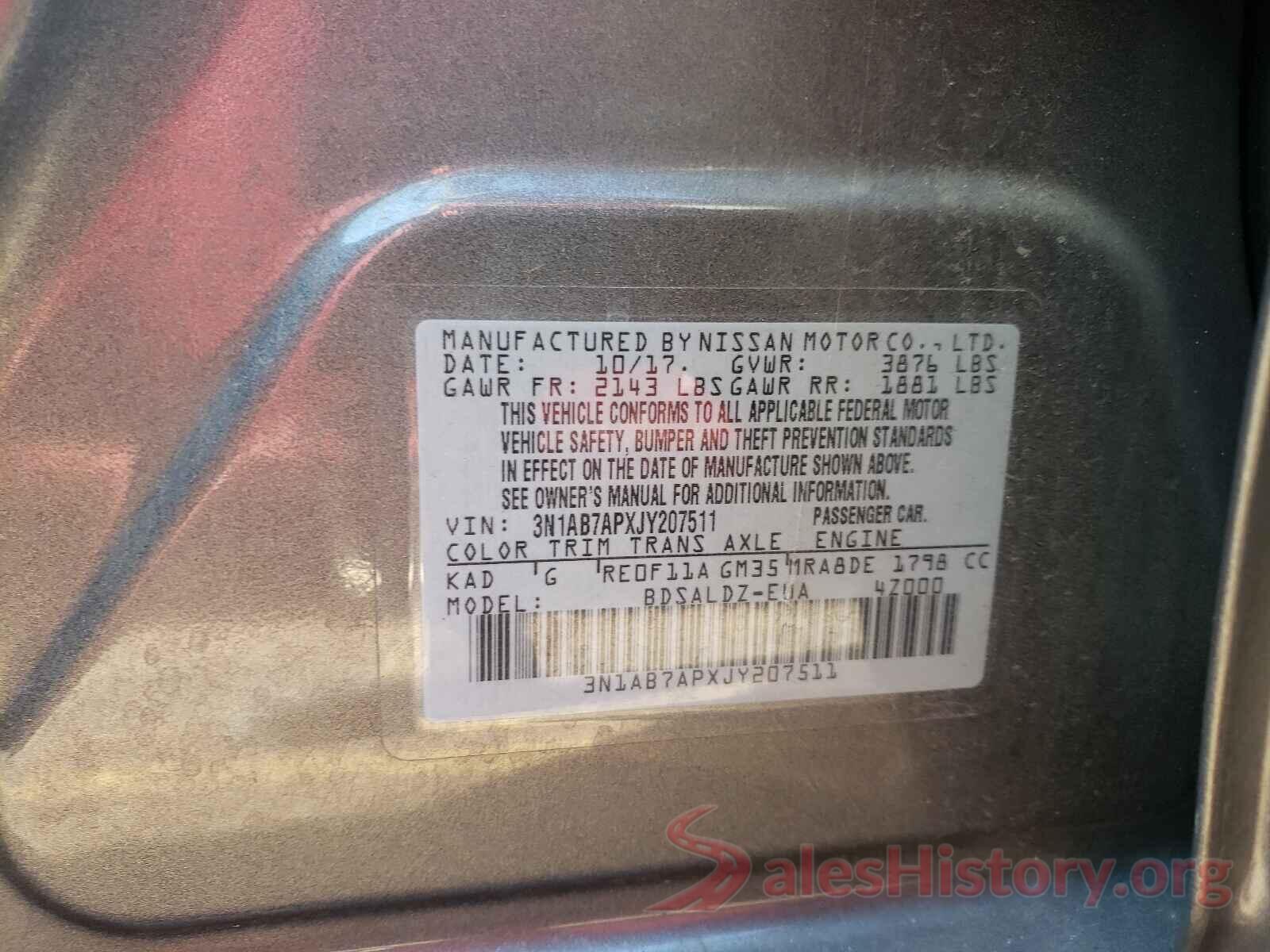 3N1AB7APXJY207511 2018 NISSAN SENTRA