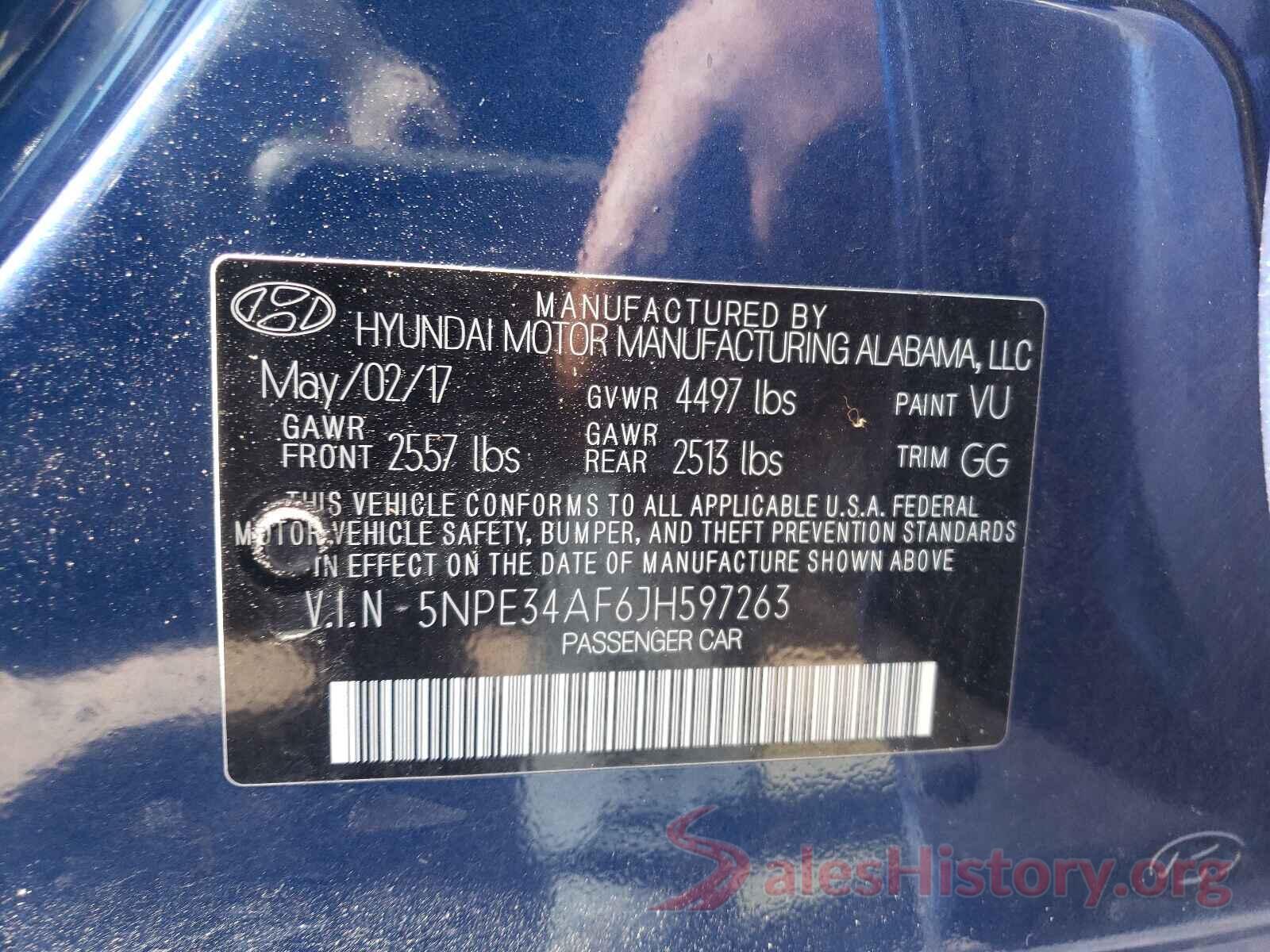 5NPE34AF6JH597263 2018 HYUNDAI SONATA