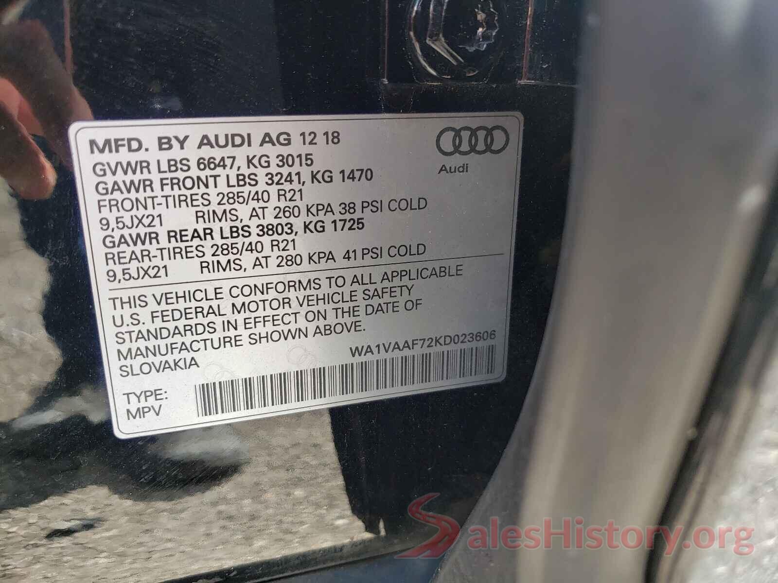 WA1VAAF72KD023606 2019 AUDI Q7