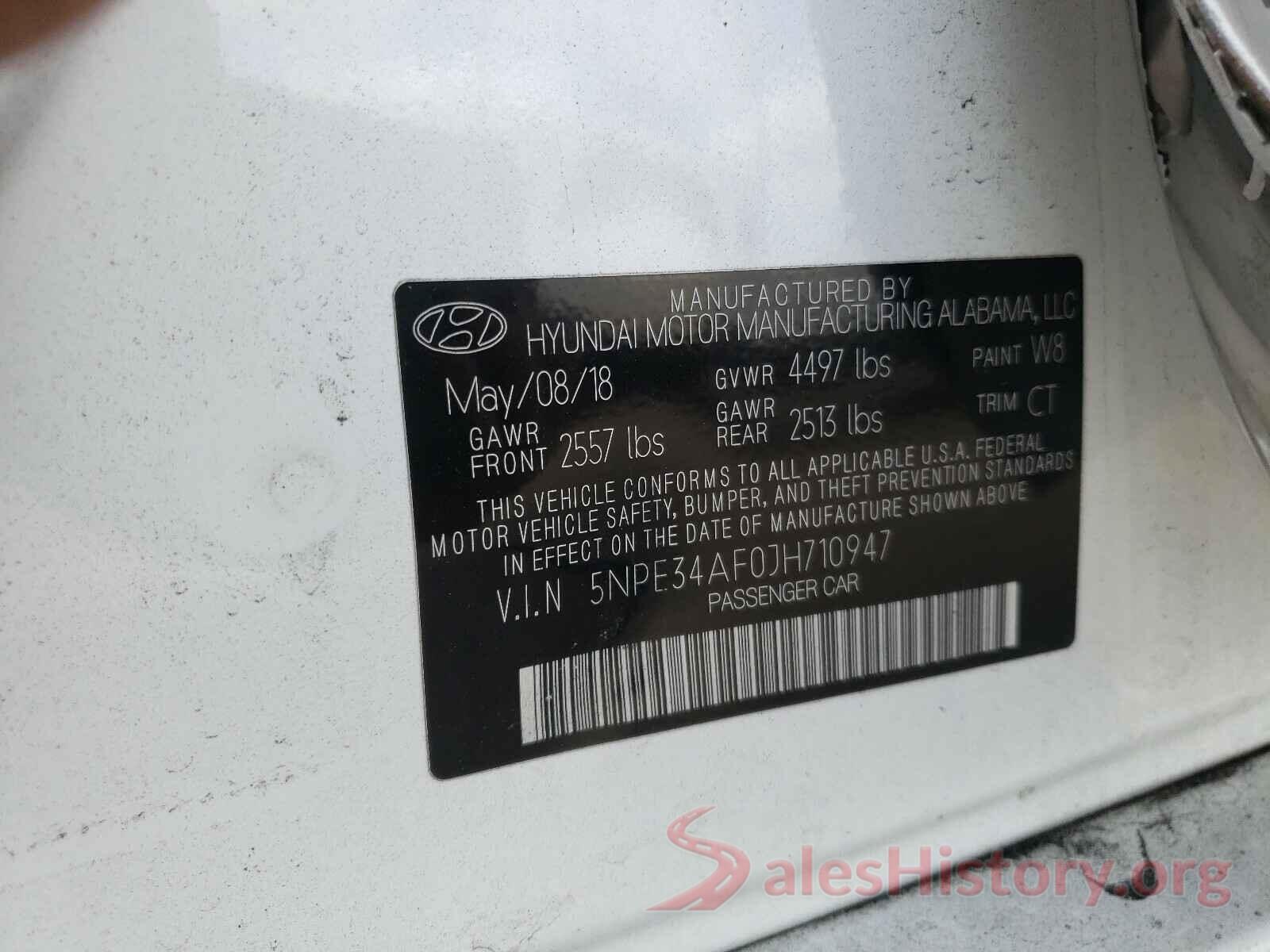 5NPE34AF0JH710947 2018 HYUNDAI SONATA