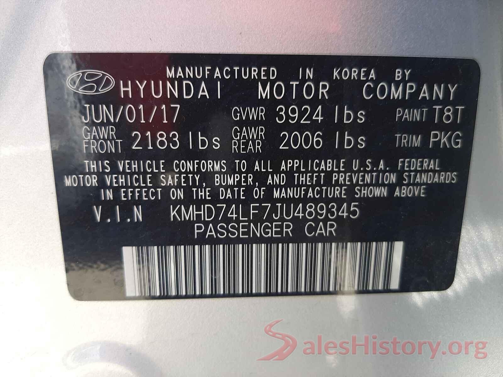 KMHD74LF7JU489345 2018 HYUNDAI ELANTRA