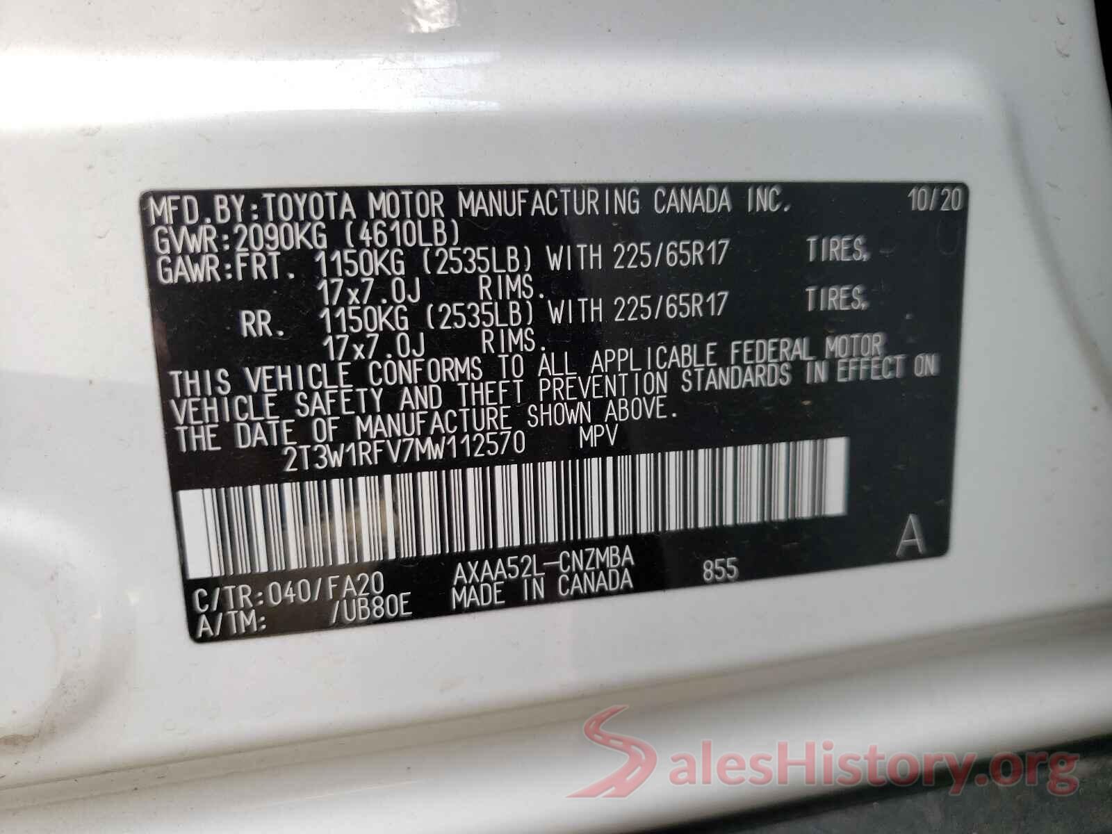 2T3W1RFV7MW112570 2021 TOYOTA RAV4