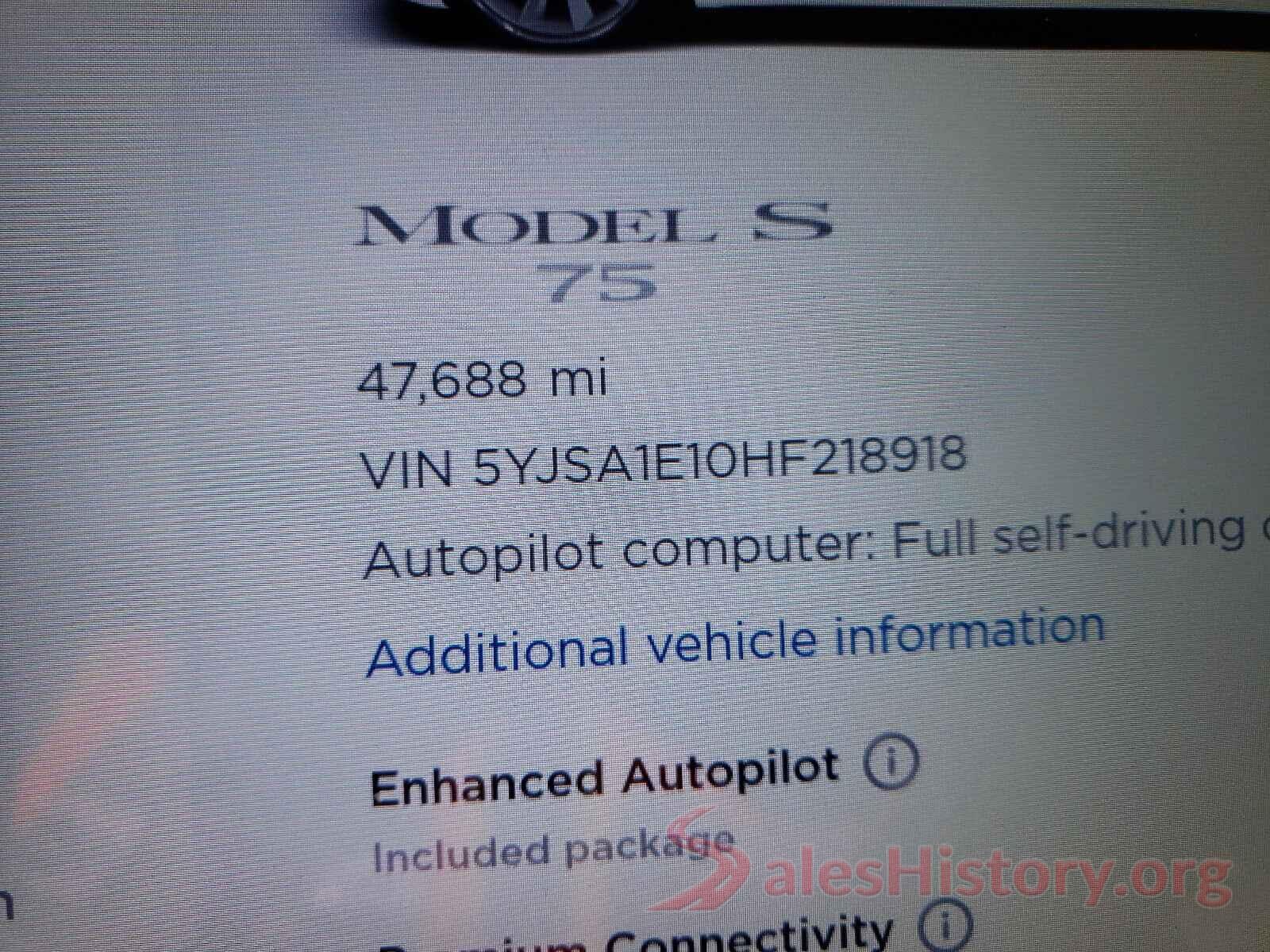 5YJSA1E10HF218918 2017 TESLA MODEL S