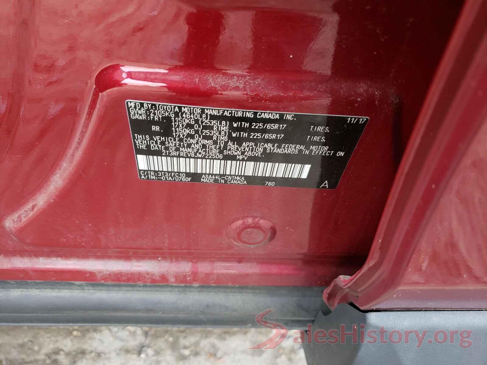 2T3RFREV8JW722506 2018 TOYOTA RAV4