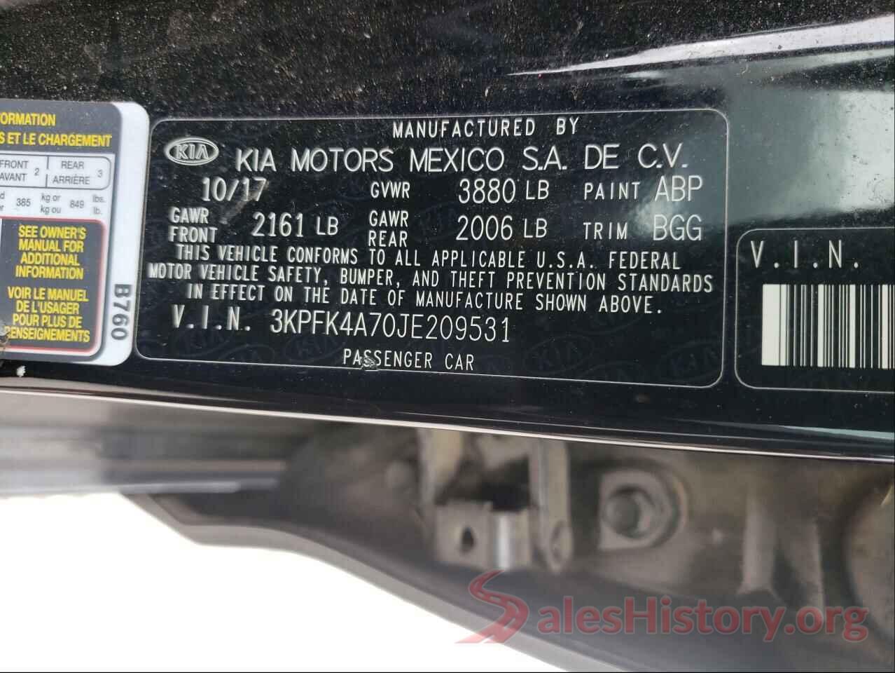 3KPFK4A70JE209531 2018 KIA FORTE