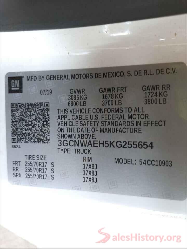 3GCNWAEH5KG255654 2019 CHEVROLET SILVERADO