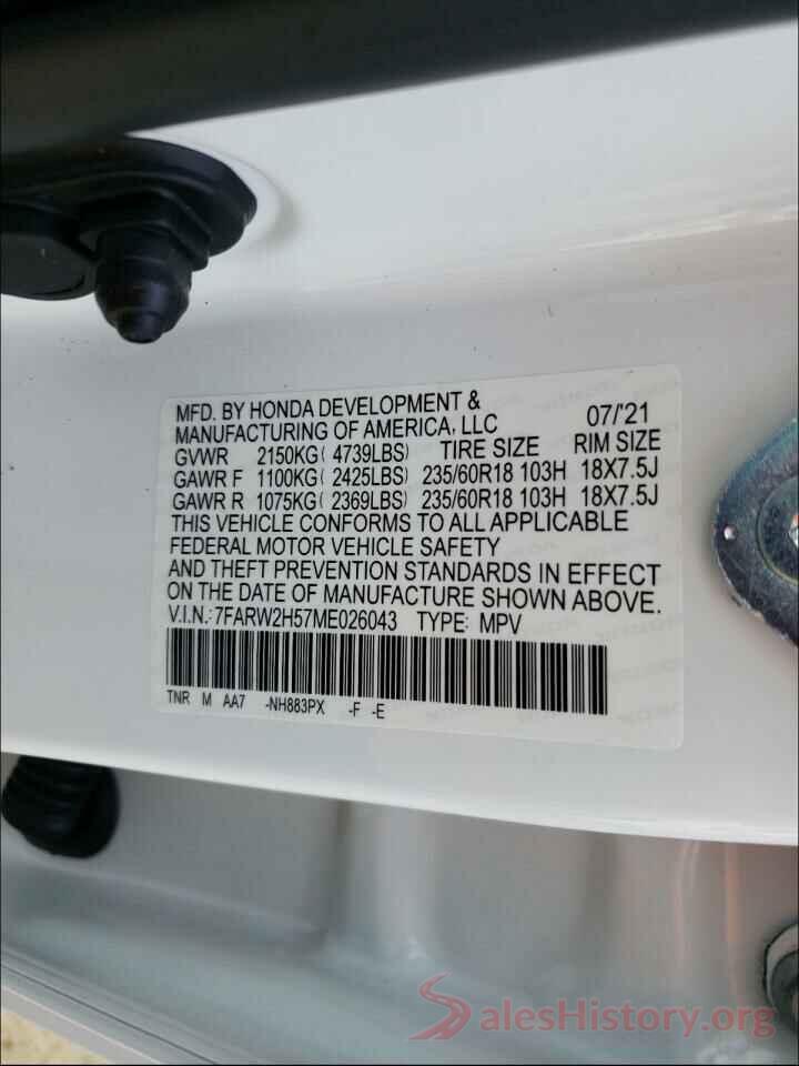 7FARW2H57ME026043 2021 HONDA CRV