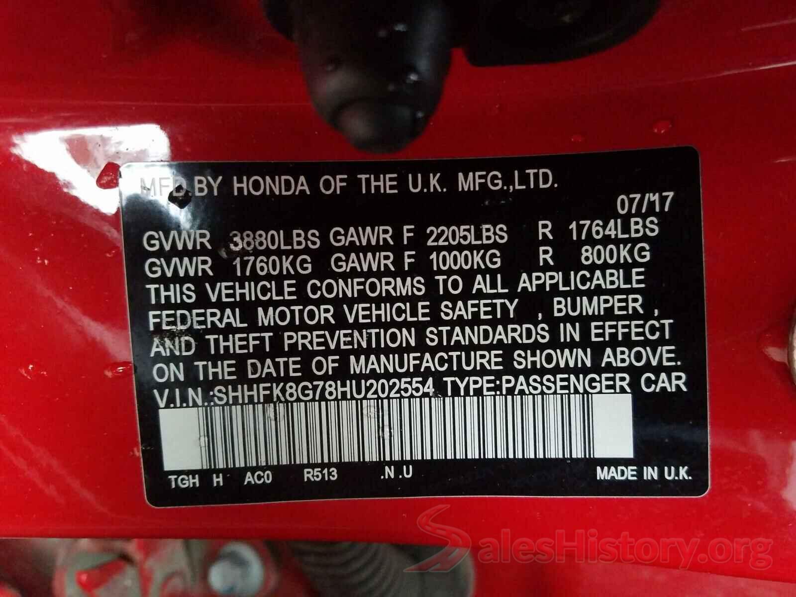 SHHFK8G78HU202554 2017 HONDA CIVIC