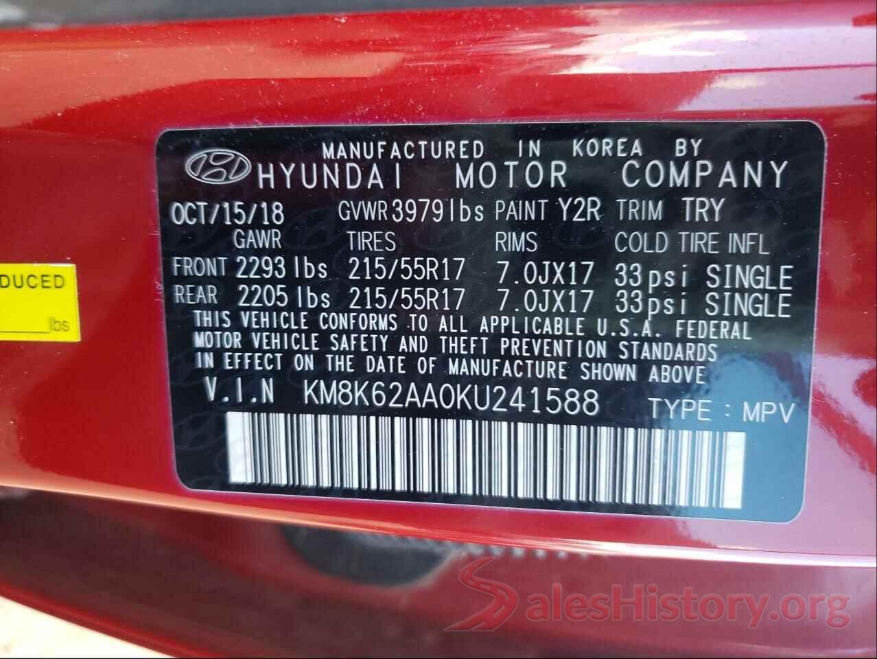 KM8K62AA0KU241588 2019 HYUNDAI KONA