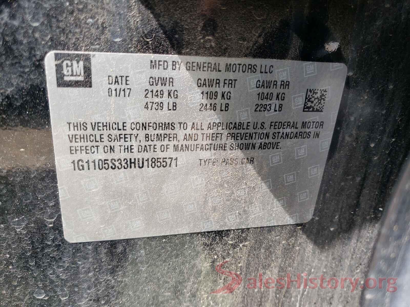 1G1105S33HU185571 2017 CHEVROLET IMPALA