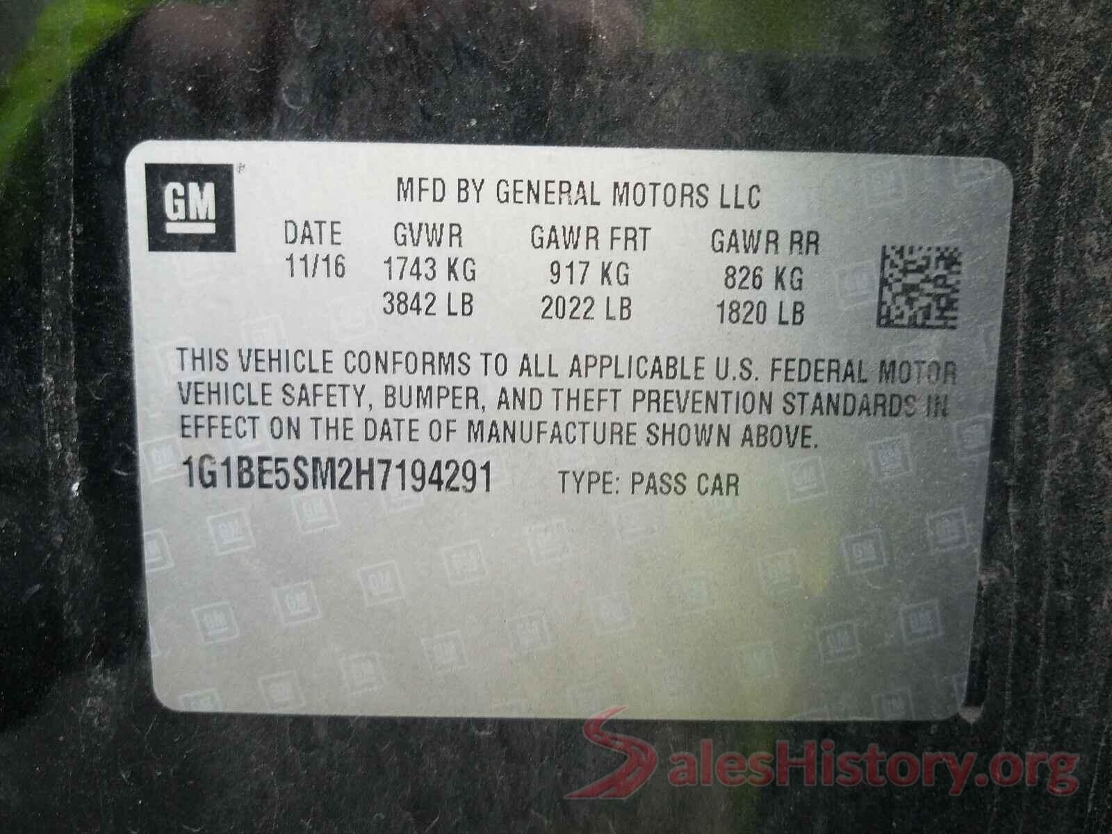 1G1BE5SM2H7194291 2017 CHEVROLET CRUZE