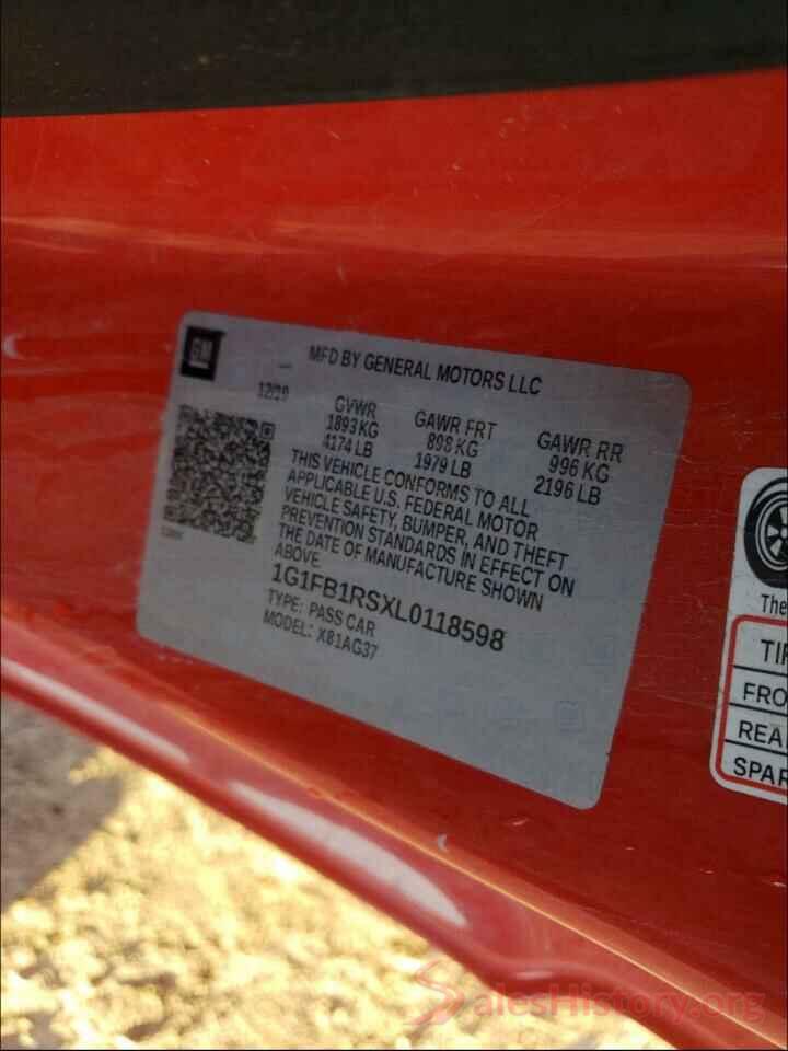 1G1FB1RSXL0118598 2020 CHEVROLET CAMARO