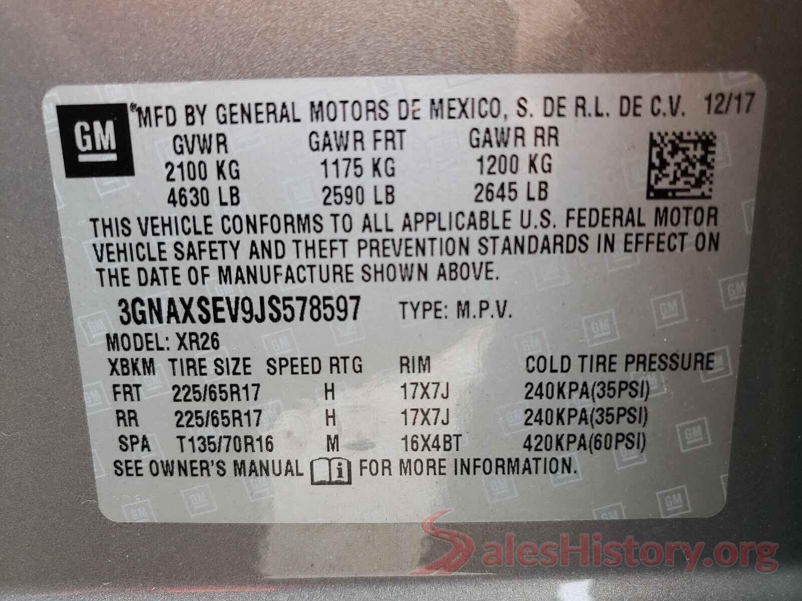 3GNAXSEV9JS578597 2018 CHEVROLET EQUINOX