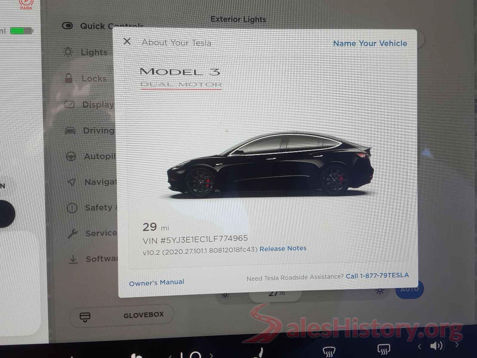 5YJ3E1EC1LF774965 2020 TESLA MODEL 3