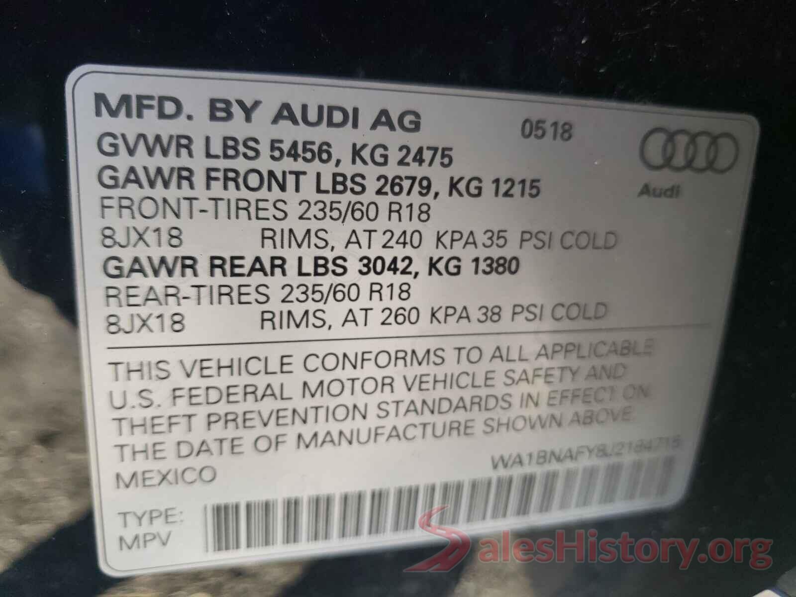 WA1BNAFY8J2184715 2018 AUDI Q5